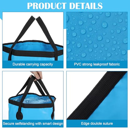 4 Pcs 5 Gallon Bucket FoldableFoldable Buckets with Handle for Camping Fishing Hiking to Hold Water Foldfoldable Bucket Foldable 5 galloning Container Carry Bag Portable Fold up Lightweight