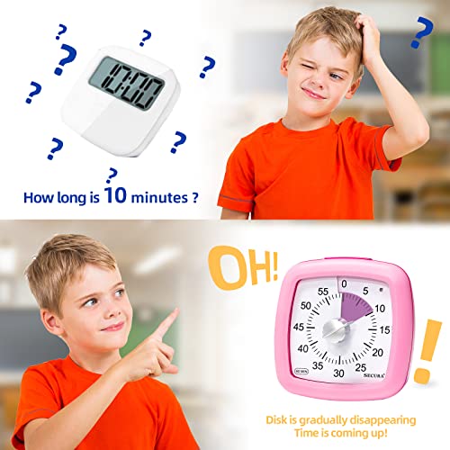 Secura 60-Minute Visual Timer, Silent Study Timer for Kids and Adults - color: Pink