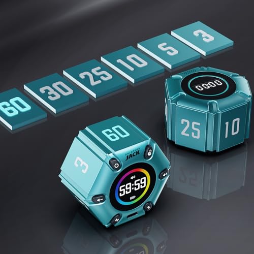 Smart FILP Pomodoro Timer 3/5/10/25/30/60min Preset, Silent & Sound Alarm | Productivity Cube timer, Visual Timer for Office, ADHD, Study, Work, Magnetic Timer with Flip Custom Countdown - Turquoise - color: Turquoise
