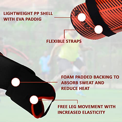 Vizari Matera Soccer Shin Guards | Lightweight PP Shell | Foam Padded Backing | Youth Soccer Shin Guards | Soccer Equipment - color: Red / Black, size: Large
