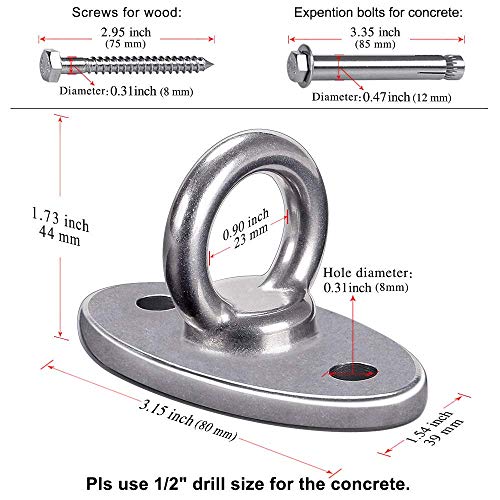 SELEWARE Wall Ceiling Mount Bracket for Suspension Strap Battle Rope Anchor - color: Ceiling Mount (1 Pack)