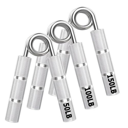 Silver 50LB-400LB Metal Hand Grip Strength Trainer Set - color: Silver, size: 3Pack(50LB-150LB)