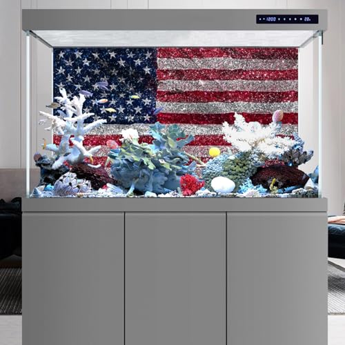 AWERT Vinyl 60x24 inches American Flag Aquarium Background Fish Tank Background Stars and Stripes Terrarium Background - size: 60x24in/150x60cm