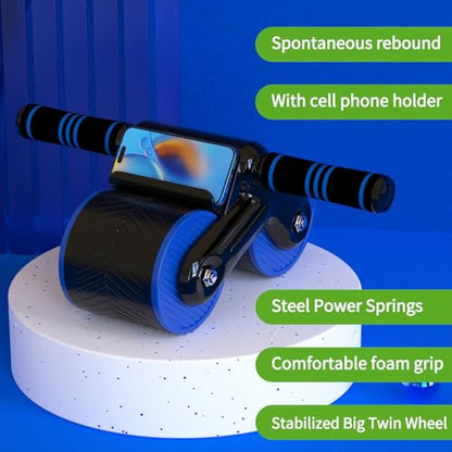 Auto Rebound Ab Roller with Kneeling Mat Exercise Wheels for Beginner
