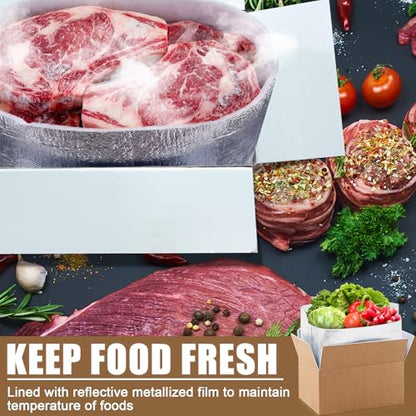 2 Pcs 17" X 10" X 8-1/4" Insulated Cold Shipping Boxes for Frozen Food with Aluminum Foil Liner Insulated Bag Thermal Cooler Cold Pack Boxes for Hot or Fresh Food Mailing Packing
