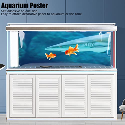 Aquarium Background Paper PVC Self Adhesive 3D Fish Tank Wallpaper Sticker, Clear Underwater Scene Decoration with Realistic Sea Animal Pattern for Glass Aquariums (61 * 41CM)