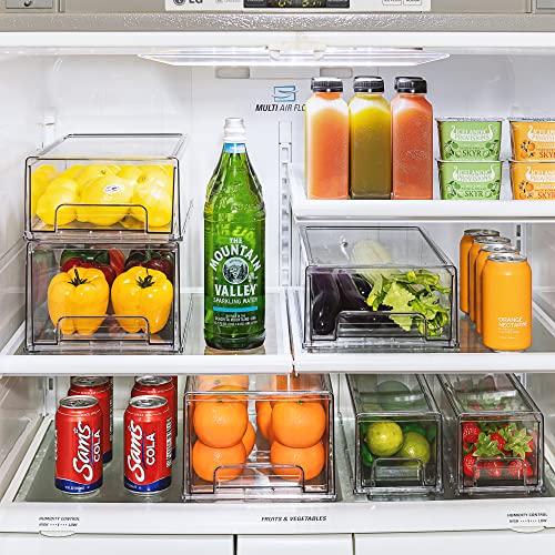 Sorbus Small Wide Clear Storage Drawers (2 Pack) – Stackable Storage Drawers for Pantry, Fridge, or Cabinet – Slide Out Clear Bins with Handles for Organizing