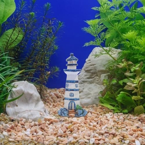 Beavorty Aquarium Lighthouse Miniature Mini Lighthouse Ornament Nautical Decoration Micro Landscape for Fish Tank Decor Ocean Sea Beach Party Blue