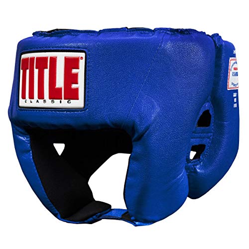 TITLE Boxing Classic USA Boxing Competition Open Face Headgear - Approved for Sparring & Competition; Protects Face & Chin - color: Blue, size: Small