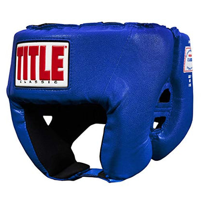 TITLE Boxing Classic USA Boxing Competition Open Face Headgear - Approved for Sparring & Competition; Protects Face & Chin - color: Blue, size: Small