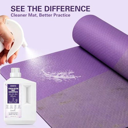 Yoga Mat Cleaner Concentrate Makes 6.86 Gal(1:25) - Removes Sweat & Odor | Powered By Essential Oil, Yoga Mat Cleaner Spray - No Sticky Residue, Plant Based & Safe for All Mats(33.8oz, Lavender) - size: 33.8 Fl Oz (Pack of 1)