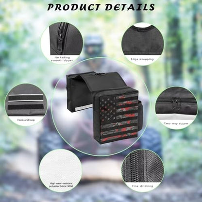 American Flag Camo ATV Tank Bag 4-Wheelers Saddle Bag Waterproof Motorcycle Bag UTV Hanging Storage Bag Compatible with Sportsman Scrambler Honda Rancher FourTrax Grizzly