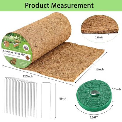 Thick Coco Fiber Liner Roll,120x16inch Natural Coconut Liners for Planter Box Flower Basket, Coco Coir Sheets Coconut Fiber Mat,Garden Decoration, DIY Moss Pole,Animal Pet Pad, Reptile Carpet - size: 120IN x 16IN