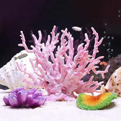 Aquarium Decorations Resin Reef Tank Decor Accessories Fake Coral Fish Tank Ornaments (Pink)