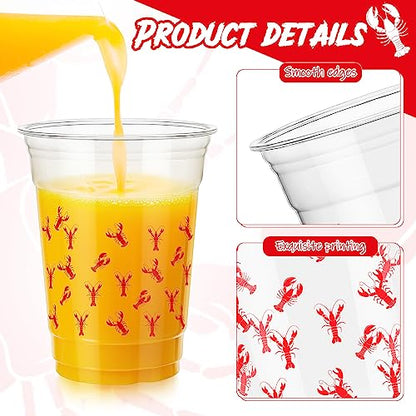 Tanlade 50 Pcs 12 oz Crawfish Boil Cups Lobster Birthday Party Cups Disposable Seafood Boil Party Supplies Plastic for Lobster Seafood Shrimp Birthday Decoration