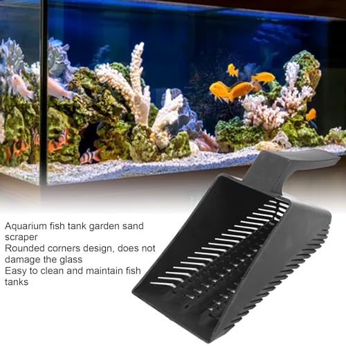 Fish Tankes Sand Shovel, Aquarium Gravel Sand Shovel, Strong Construction Clean Pan Scoop Shovel Plastic Gravel Strainer Shovel Clean Tool Black