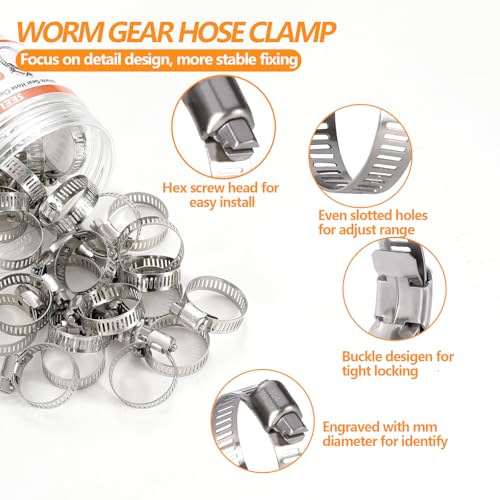 25 Pack Worm Gear Hose Clamp, Adjustable from 3/4 Inch to 1-1/8 Inch (19-29mm) Stainless Steel Fuel Line Hose Clamps, Metal Fuel Line Hose Clamps for Automotive Plumbing And Mechanical Application - size: 3/4"-1-1/8"(19-29mm)