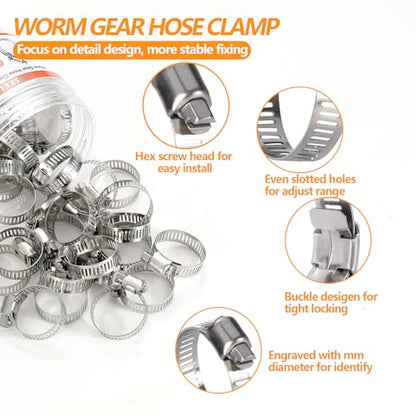 25 Pack Worm Gear Hose Clamp, Adjustable from 3/4 Inch to 1-1/8 Inch (19-29mm) Stainless Steel Fuel Line Hose Clamps, Metal Fuel Line Hose Clamps for Automotive Plumbing And Mechanical Application - size: 3/4"-1-1/8"(19-29mm)