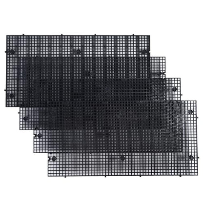 Aquarium Grid Isolate Board Divider Fish Tank Bottom Black Filter Tray Plastic Crate (4pcs Black)