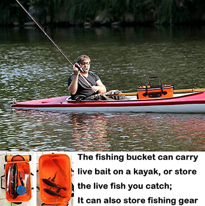 Grneric Fishing Bucket, 6Gallon/8Gallon/10Gallon Foldable Fish Bucket,Live Fish Container Multi-Functional Live Fish Bait Bucket,Outdoor Camping EVA Fishing Bag and Fish Protection Bucket - color: 38l/10gallon(orange)