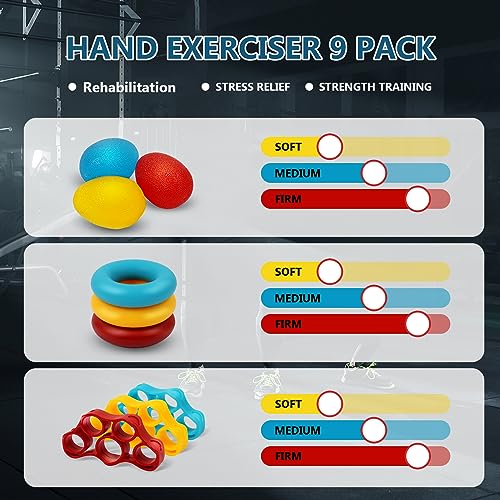 13 PCS Grip Strength Trainer Kit,Forearm and Hand Gripper Strengthener - color: Red