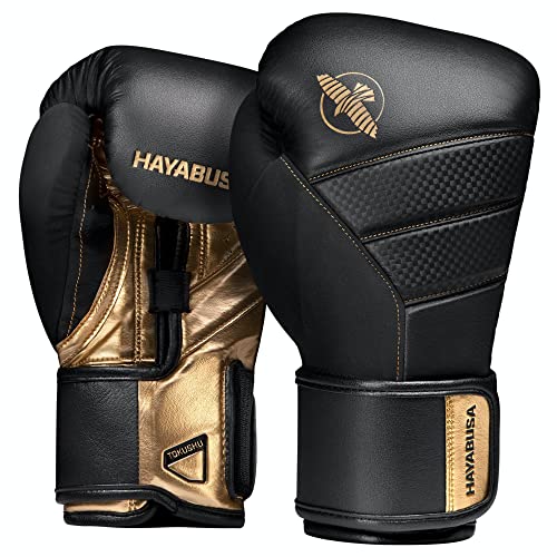 Hayabusa T3 Boxing Gloves - Sparring | Sparring Gloves, Muay Thai Gloves, Kickboxing Gloves, Heavy Bag Gloves, Boxing Gloves for Men and Women, Boxing Gloves - color: Black/Gold, size: 10oz