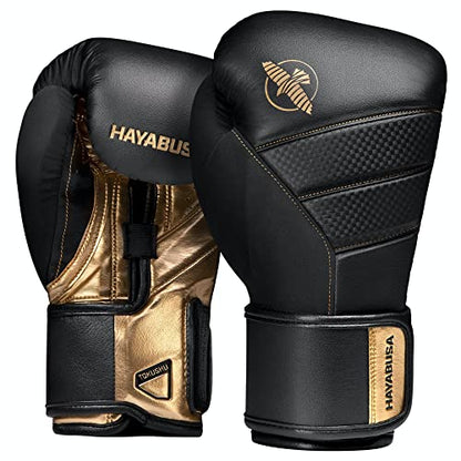 Hayabusa T3 Boxing Gloves - Sparring | Sparring Gloves, Muay Thai Gloves, Kickboxing Gloves, Heavy Bag Gloves, Boxing Gloves for Men and Women, Boxing Gloves - color: Black/Gold, size: 10oz