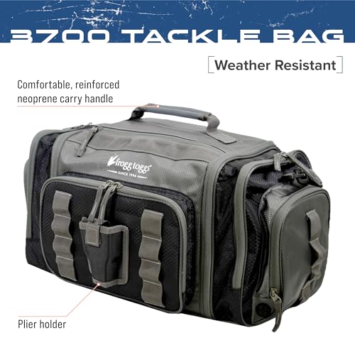 FROGG TOGGS Heavy Duty Fishing Tackle Duffle Bag, Includes Bait Trays, Black, 3700