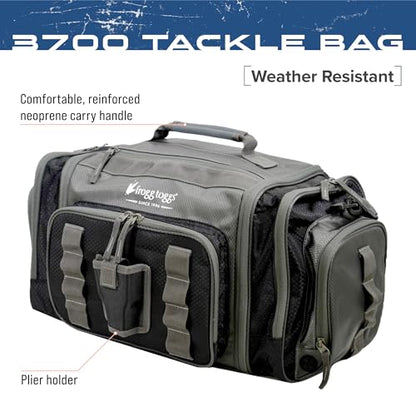 FROGG TOGGS Heavy Duty Fishing Tackle Duffle Bag, Includes Bait Trays, Black, 3700