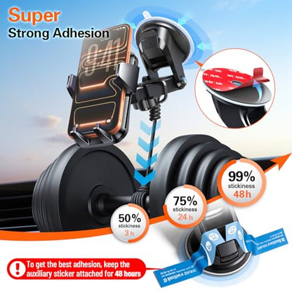 Adhesive Sticky for Car Phone Mount: 4 Pcs 75mm Double Sided Pad with Adhesion Promoter for Suction Cup Holder - Heat Resistant Replacement Tape Strong Hold for Windshield Window Dashboard Dash