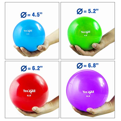 Yes4All Weighted Toning Balls for Exercise, Soft Medicine Balls for Exercise, Pilates, Yoga, Balance, Flexibility, 2-10lbs - color: F. 2lb - Blue, style: A. Smooth