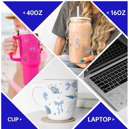 UV DTF Cup Wrap Transfer Stickers Rub On Transfers 4 Sheets Sea Turtle Tumblers Water Bottles Mugs Glasses Cups - style: Sea Turtle