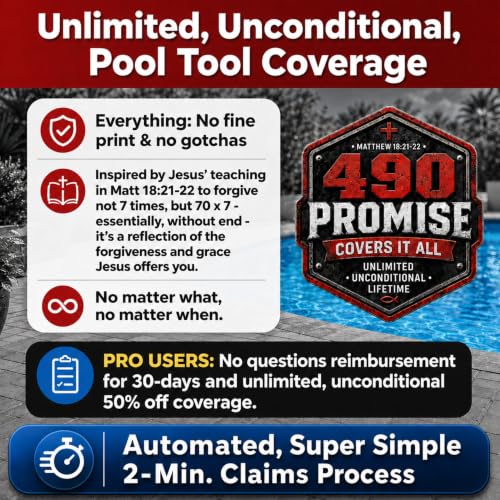 ProTuff 490 Promise 19.5in Pro Pool Leaf Rake Net, Deep Bag Skimmer - size: PRO 19" Leaf, style: PRO – Lifetime