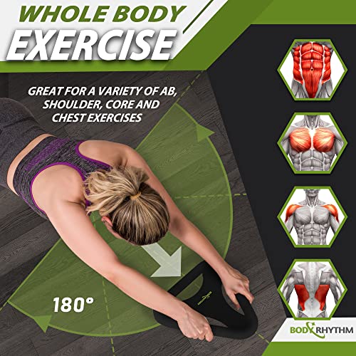 BODY RHYTHM Abdominal & Core Coaster Strength Workout Trainer, Ab Wheel Roller Exercise Machine with Knee Mat for Home Gym Workout Fitness.