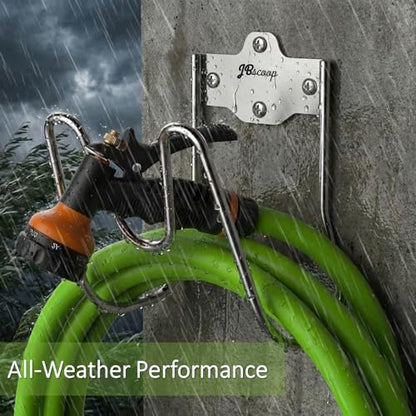 JBscoop Garden Water Hose Holders for Outside wall Mount - Silver SUS304 Garden Hose Hangers, Hose Hanger Hose Hooks for Water Hose, Extension Cords