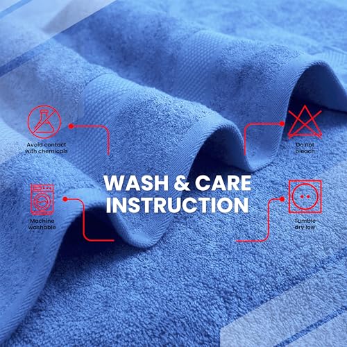 Infinitee Xclusives 100% Ring-Spun Cotton Bath Towels for Bathroom - Pack 4 - color: Eloquent Blue, size: Bath Towels - 4 Pack