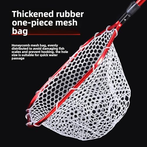 Foldable Telescopic Fish nets Fishing net Rubber Coated Shrimp net Suitable for Freshwater Salt Water with Soft EVA Foam Handle - size: 32", style: Silicone Mesh
