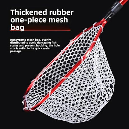 Foldable Telescopic Fish nets Fishing net Rubber Coated Shrimp net Suitable for Freshwater Salt Water with Soft EVA Foam Handle - size: 32", style: Silicone Mesh