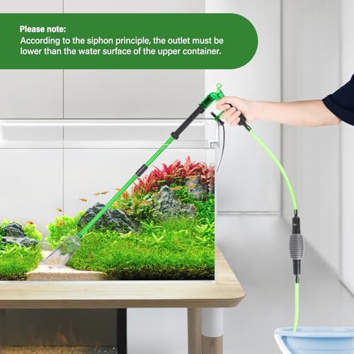 AQQA Aquarium Siphon Gravel Vacuum Fish Tank Cleaner kit,Stress Ball Python Water Changer,Extendable Length and Fixed On Fish Tank,Manually Water Changer Wash Sand L - size: M