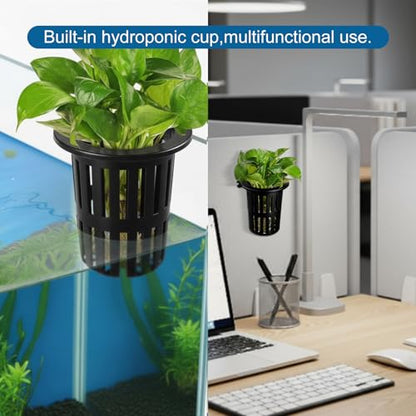 Novabright 2 Pack New Upgraded Large Aquarium Plant Holder with Hydroponic Cup 3.37 Inch Sick Hook and Suction Cup for Fish Tank Aquaponic Plant Cultivation and Aquascape Accessories Decoration(Black)