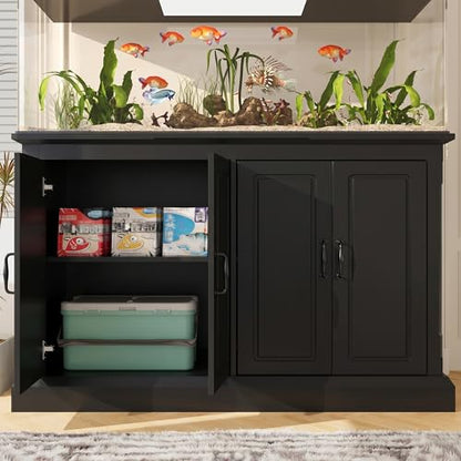 55-75 Gallon Fish Tank Stand - Heavy Duty Aquarium Stand with Storage Cabinet & Power Outlet | 880LBS Capacity Tank Stand with 50"*20" Tabletop for Fish Tank, Turtle Tank, Reptile Terrarium Black