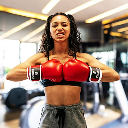 Kruzak Plain Boxing Gloves for Sparring, Kickboxing, Muay Thai, Martial Arts & MMA Fighting - Men & Women Punch Bag Mitts Training and Focus Pads Punching - color: Red, size: 12 oz