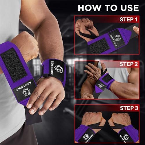 Elastic Cotton Weightlifting Wrist Wraps with Thumb Loops, 1 Pair - color: Purple, style: 12" – Queen of Lifts
