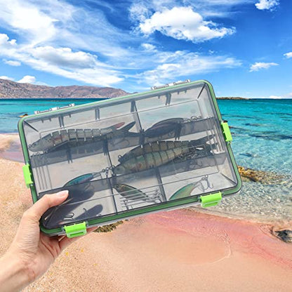 6 Pcs Fishing Tackle Boxes Waterproof Airtight Plastic Tackle Box Organizer Transparent Fishing Tackle Storage with Adjustable Dividers for Terminal Tackle Lure Bait Hook(Large)