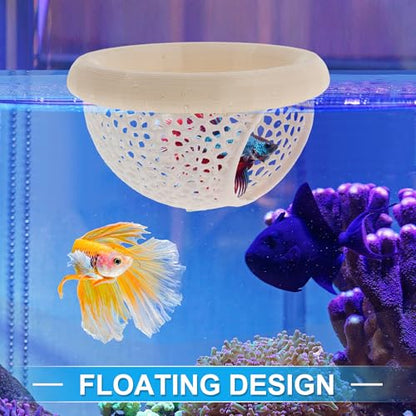 Betta Hideout Cave, Aquarium Floating Betta Hideout, Multi-Functional Betta Fish Hammock, Beige - color: Beige