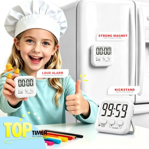 Antonki 2 Pack Digital Timer for Kids Classroom Kitchen Timers for Cooking - color: Pure White *2