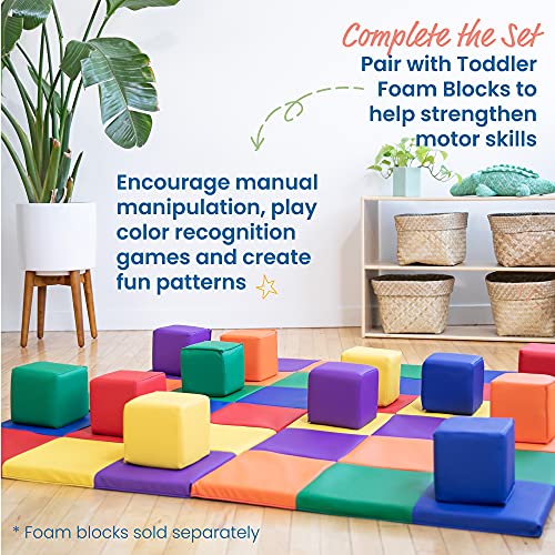 ECR4Kids SoftZone Patchwork Activity Folding Play Mat, 58in Square, Baby Essentials, Assorted