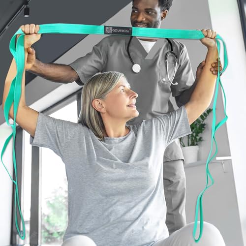 A AZURELIFE Premium Durable Stretch Straps with Loops, Stretching Strap for Physical Therapy, Multi-Loop Yoga Strap Fitness Exercise Strap for Yoga, Pilates, Dance, Flexibility&Exercise - color: #3-Green