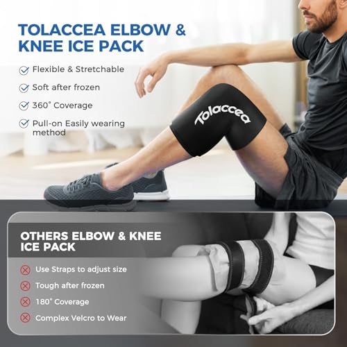 Elbow & Knee Ice Pack, Reusable Gel Cold Therapy Compression Sleeve Wrap | Leak-Resistant Stitching, Soft Flexible Gel, Hot & Cold Therapy for Tendonitis, Hands-Free Wear, Muscle Recovery - color: Black, size: Medium