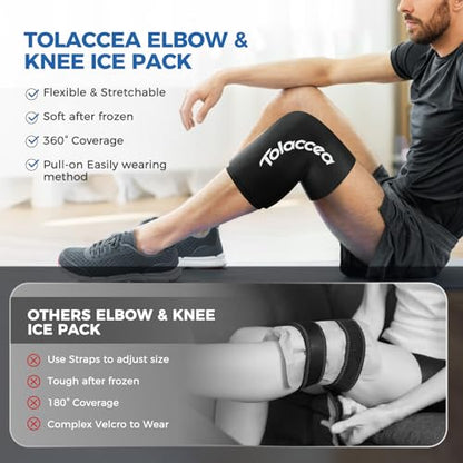 Elbow and Knee Ice Pack - Cold Ice Sleeve with Reusable Gel & Cold Therapy Compression for Knee, Shin Splints, Calf Strain, Flexible Ice Pack forTennis Elbow, Tendinitis(Small (Pack of 1), Black) | Leak-Resistant Stitching, Soft Flexible Gel, Hot & Cold T